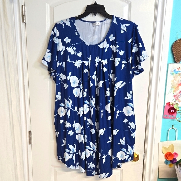 Best Show Other - ☀️Best Show Floral Blue White Women's 5XL Short Night Gown